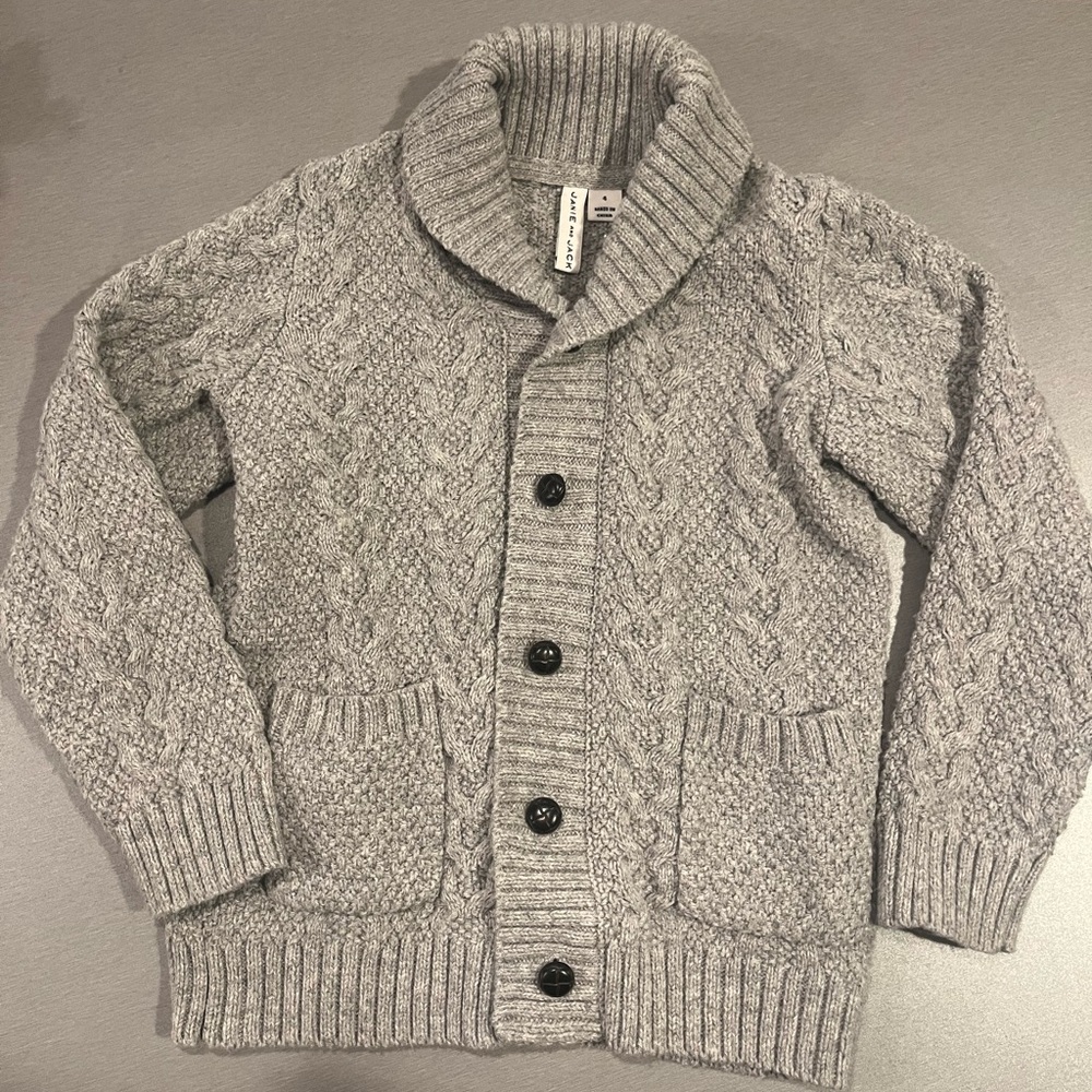 Janie & Jack Gray Cable Knit Cardigan 4